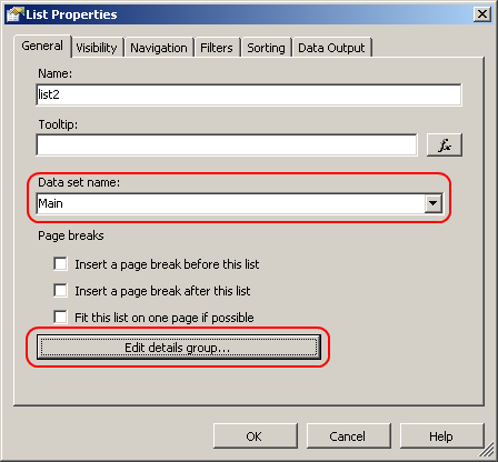 List Properties Dialog