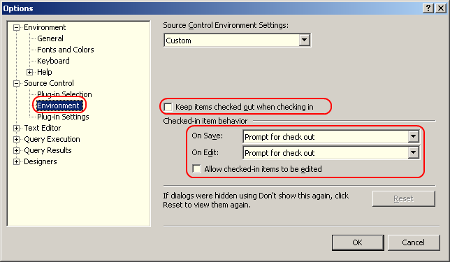 Source Control Environment Settings