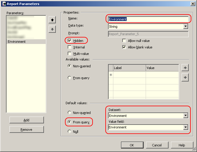 Environment Report Parameter