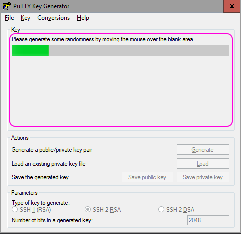 PuTTYgen - Generating Randomness