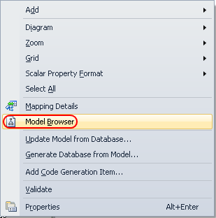 Entity Model Context Menu