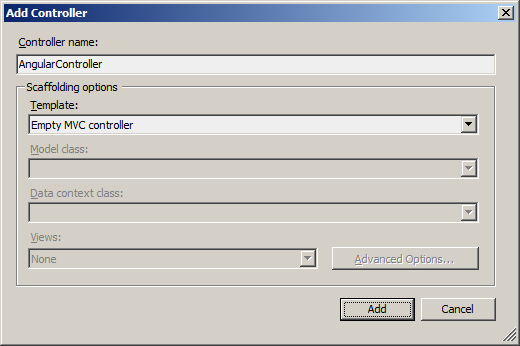 Add Controller dialog