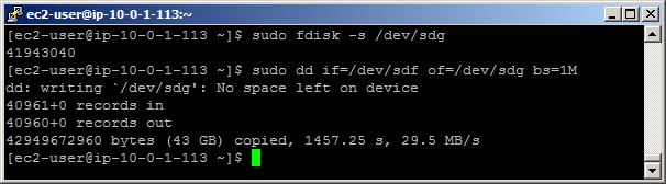 DD Command Sample Output